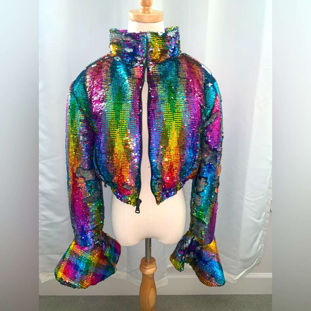 Rainbow sequin jacket by RXCH